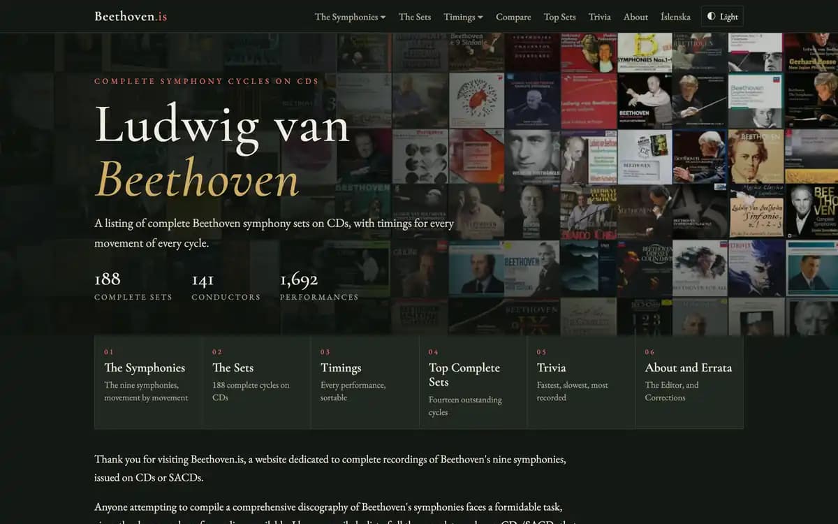 Landing page of beethoven.is