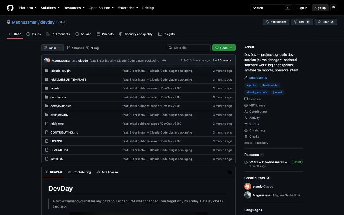The DevDay repository on GitHub